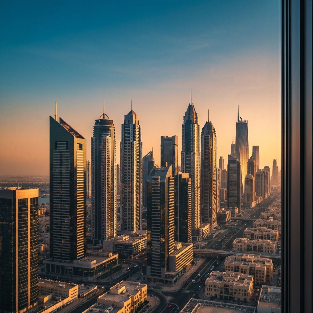 Middle East city skyline at golden hour